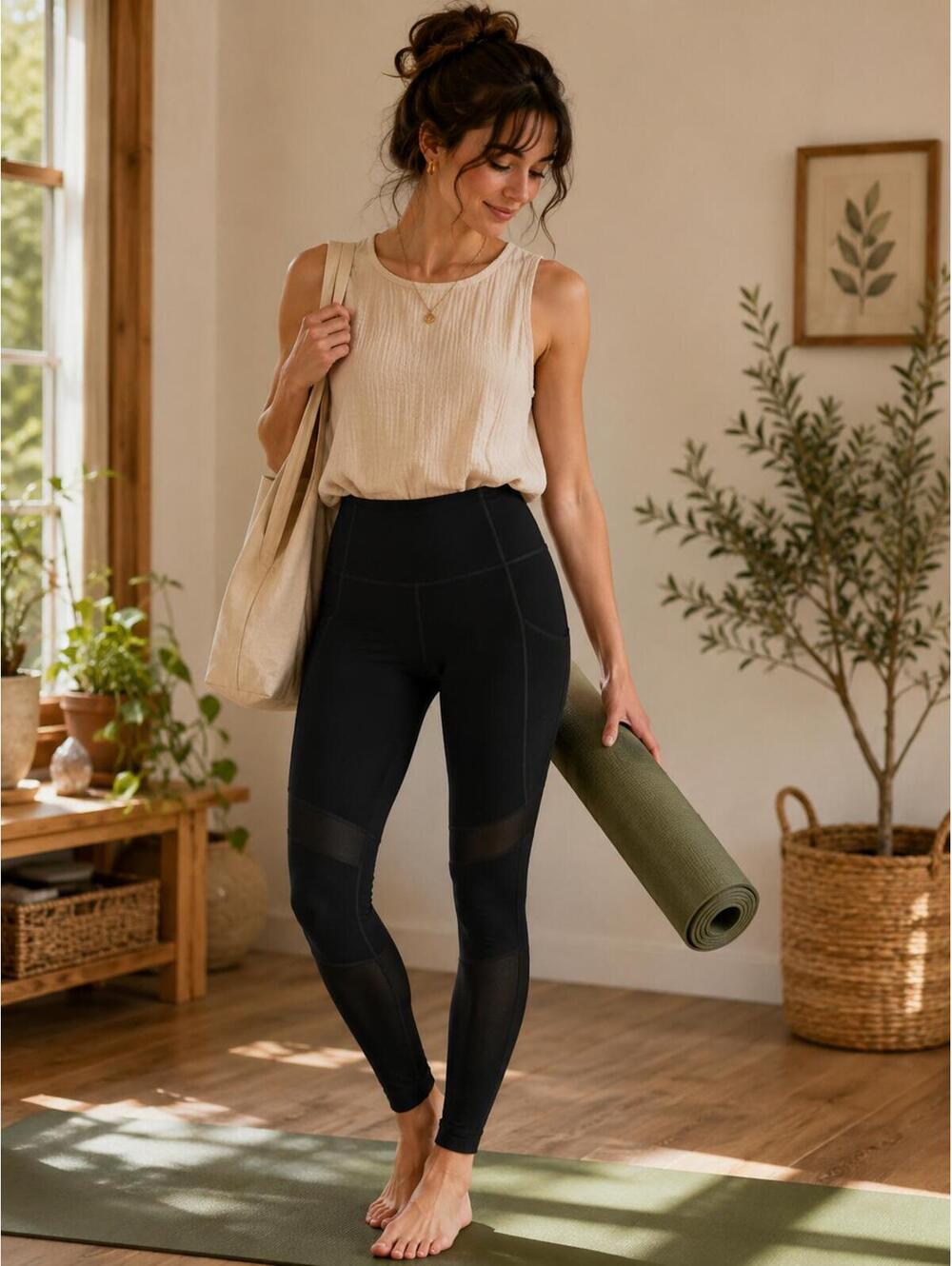 Athleta Black Mesh Panel Cropped Leggings Women’s Size Small Yoga Athletic